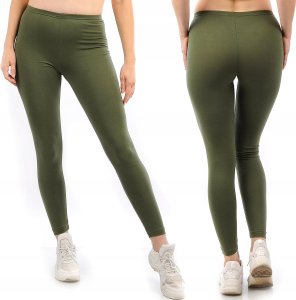 Legginsy damskie długie Polskie Getry Bawełniane Khaki S 1