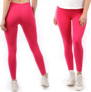 Legginsy damskie długie Polskie Getry Bawełniane Różowe 4XL 1
