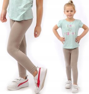 Legginsy dziecięce długie bawełniane klasyczne Beżowe 128 1