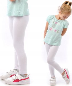 Legginsy dziecięce długie bawełniane klasyczne Białe 134 1
