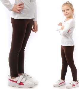 Legginsy dziecięce długie bawełniane klasyczne Brązowe 122 1