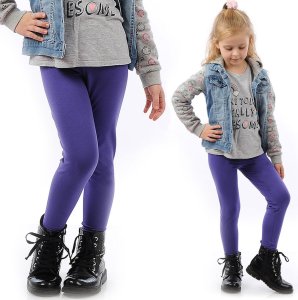 Legginsy dziecięce długie bawełniane klasyczne Fioletowe 98 1