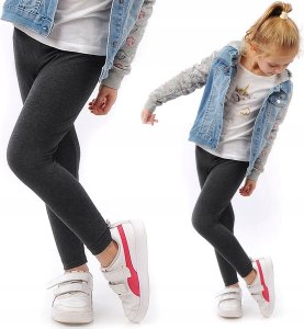 Legginsy dziecięce długie bawełniane klasyczne Grafitowe 158 1