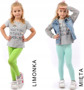 Legginsy dziecięce długie bawełniane klasyczne Limonkowe 110 9