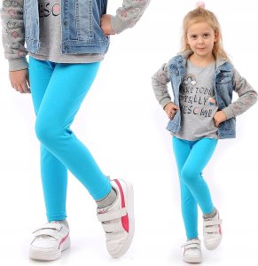 Legginsy dziecięce długie bawełniane klasyczne Turkusowe 98 1