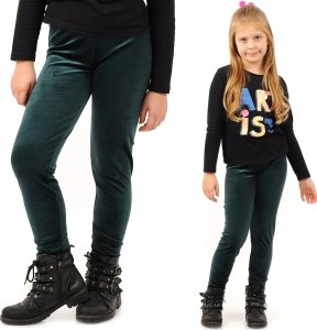 Legginsy dziewczęce Welurowe Elastyczne Spodnie Getry Welur Butelkowe 122 1