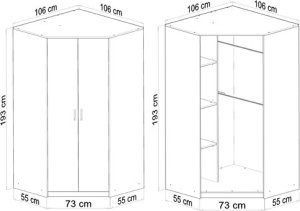 Bestseller Szafa Narożna z drążkiem i półkami Sz06 Olcha 55x106x193 cm 4