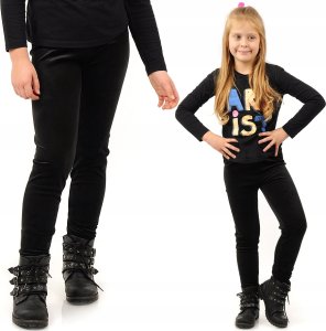 Legginsy dziewczęce Welurowe Elastyczne Spodnie Getry Welur Czarne 140 1