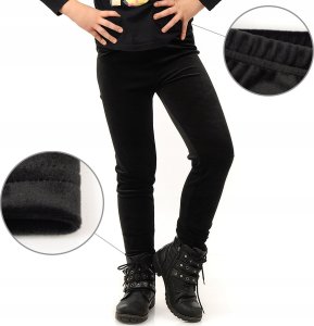 Legginsy dziewczęce Welurowe Elastyczne Spodnie Getry Welur Czarne 98 2