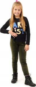 Legginsy dziewczęce Welurowe Elastyczne Spodnie Getry Welur Khaki 134 4