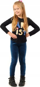 Legginsy dziewczęce Welurowe Elastyczne Spodnie Getry Welur Morskie 110 3