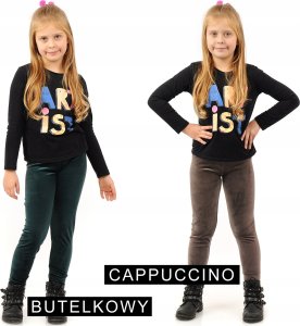 Legginsy dziewczęce Welurowe Elastyczne Spodnie Getry Welur Morskie 110 6