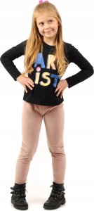 Legginsy dziewczęce Welurowe Elastyczne Spodnie Getry Welur Pudrowy Róż 140 3