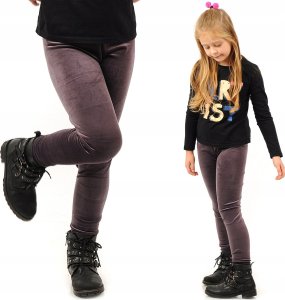 Legginsy dziewczęce Welurowe Elastyczne Spodnie Getry Welur Wrzosowe 104 1