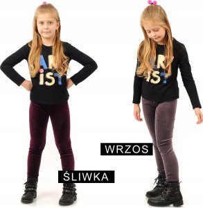 Legginsy dziewczęce Welurowe Elastyczne Spodnie Getry Welur Wrzosowe 140 10