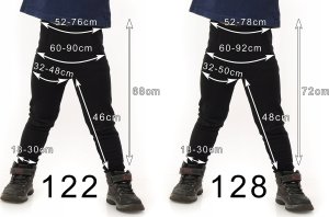 Ocieplane Getry chłopięce Długie legginsy Spodnie Czarne 116 11