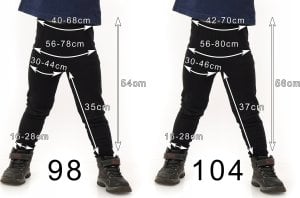 Ocieplane Getry chłopięce Długie legginsy Spodnie Czarne 116 9