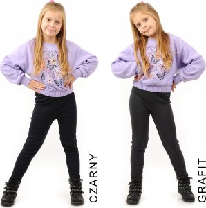 Ocieplane Legginsy dziecięce Polskie bawełniane klasyczne Getry Czarne 104 6