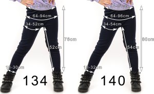 Ocieplane Legginsy dziecięce Polskie bawełniane klasyczne Getry Czarne 152 11