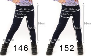 Ocieplane Legginsy dziecięce Polskie bawełniane klasyczne Getry Czarne 152 12