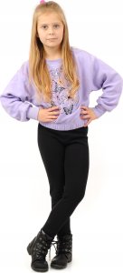 Ocieplane Legginsy dziecięce Polskie bawełniane klasyczne Getry Czarne 152 4