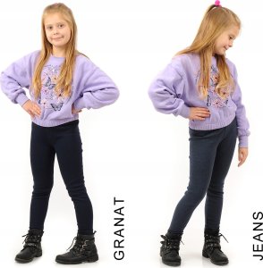 Ocieplane Legginsy dziecięce Polskie bawełniane klasyczne Getry Czarne 152 7