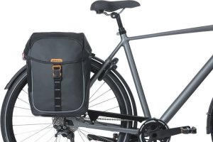Sakwa miejska podwójna BASIL MILES TARPAULIN DOUBLE PANNIER BAG MIK 34L, MIK System (ready to go), 100% wodoodporna black orange (NEW 2025) 2