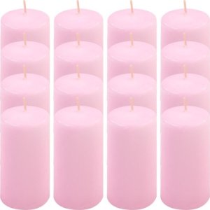 Zestaw świec filarowych, 10 cm,  5 cm, różowe, 16 szt. 1