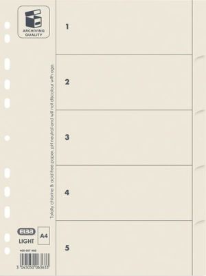 Elba Przekładki kartonowe A4 Light numeryczne 1-5 beżowe (400007992) 1