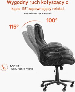 Krzesło biurowe Vevor Wysokiej klasy fotel biurowy z wysokim oparciem i regulacją podparcia lędźwiowego 3