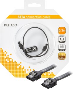 Deltaco SATA-1000-K, 0.3 m, SATA III, SATA 7-pin, SATA 7-pin, Male/Male, Black 1