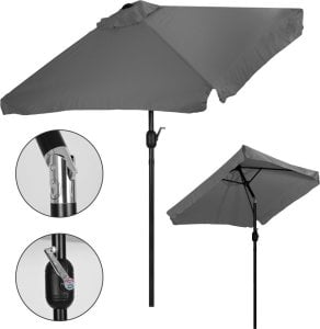 Prostokątny duży parasol ogrodowy skośny łamany z korbą szary 200x140 cm MultiGarden 1