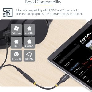StarTech USBCAUDIO2 zmieniacz płci / kabli USB Type-C 2.0 3,5 mm Czarny 11