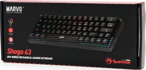 Marvo SHOGO 63, klawiatura US, do gry, przewodowa (USB), czarna, mechaniczna, podświetlenie 7