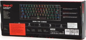 Marvo SHOGO 63, klawiatura US, do gry, przewodowa (USB), czarna, mechaniczna, podświetlenie 8