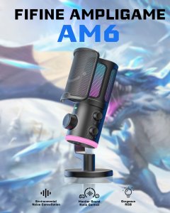 Mikrofon pojemnościowy studyjny FIFINE AM6 z TŁUMIENIEM SZUMÓW RGB 13