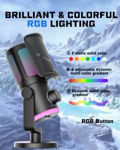 Mikrofon pojemnościowy studyjny FIFINE AM6 z TŁUMIENIEM SZUMÓW RGB 15