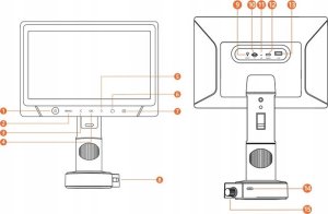 MIKROSKOP CYFROWY POWIĘKSZENIE 1600x 12MP 28 LED EKRAN HD IPS 10" 32GB SD 15