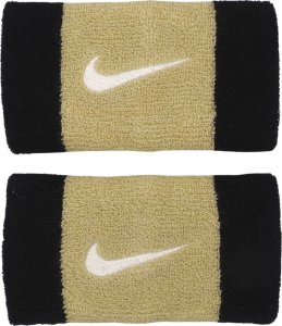 Frotki na nadgarstek Nike Swoosh Doublewide Wristbands 2 szt. czarno-złote N0001586055OS 1