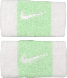 Frotki na nadgarstek Nike Swoosh Doublewide Wristbands 2 szt. biało-zielone N0001586117OS 1