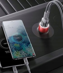 JSAUX szybka ładowarka samochodowa 2 USB-A QC 36W czerwona 2
