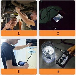 KAMERA INSPEKCYJNA Z EKRANEM ENDOSKOP ZOOM OBROTOWA GŁÓWKA 360 8LED 5m 8mm 7