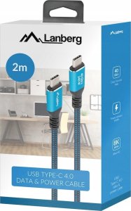Kabel USB Lanberg USB-C - USB-C 2 m Czarno-niebieski (CA-CMCM-45CU-0020-BK) 8
