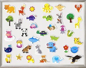 Magnesy na lodówkę zwierzęta piankowe 36 elementów pojemnik 2