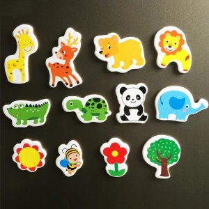 Magnesy na lodówkę zwierzęta piankowe 36 elementów pojemnik 6