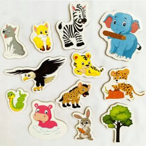 Magnesy na lodówkę zwierzęta piankowe 36 elementów pojemnik 7