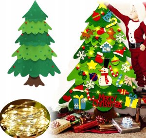 Choinka filcowa mata łańcuch led ozdoba dla dzieci A3M 8