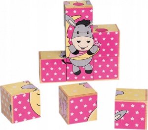 Happy People Wooden puzzle klocki 9pcs pink 2