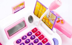 Edukacyjna kasa sklepowa- kalkulator, mikrofon, akcesoria 5