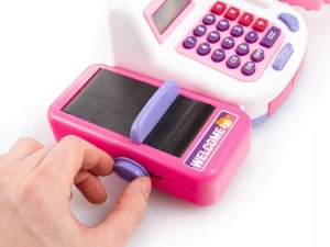 Edukacyjna kasa sklepowa- kalkulator, mikrofon, akcesoria 7